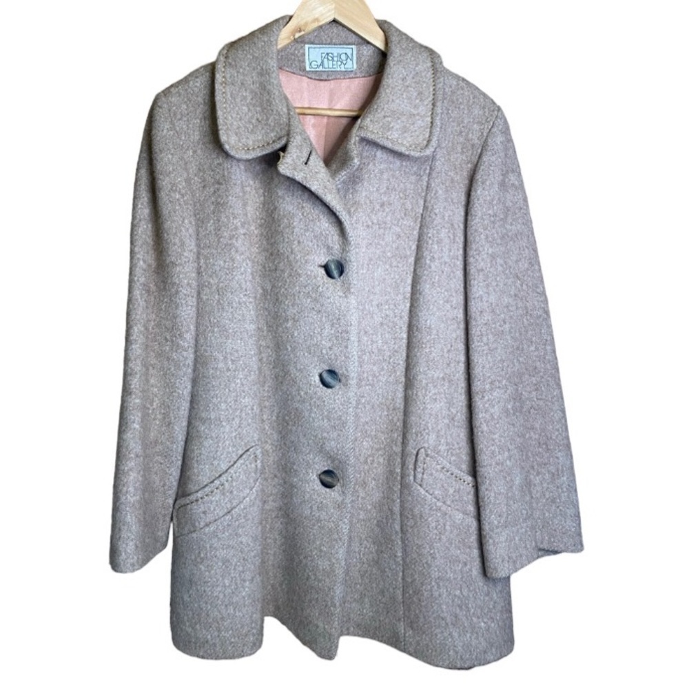 Coldwater Creek Women's Heather Taupe Wool-Blend Pea Coat